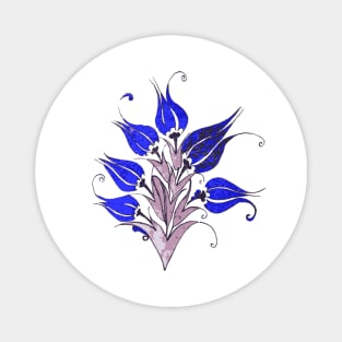 Blue Tulips In Artistic Ottoman Turkish Style Magnet